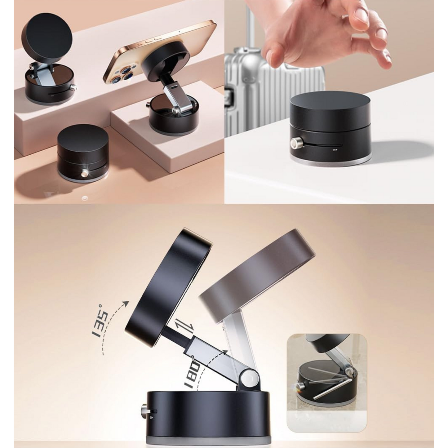 【本日終了・在庫わずか】SmartGrip™|360°回転・真空吸盤+MagSafe対応スマホホルダー
