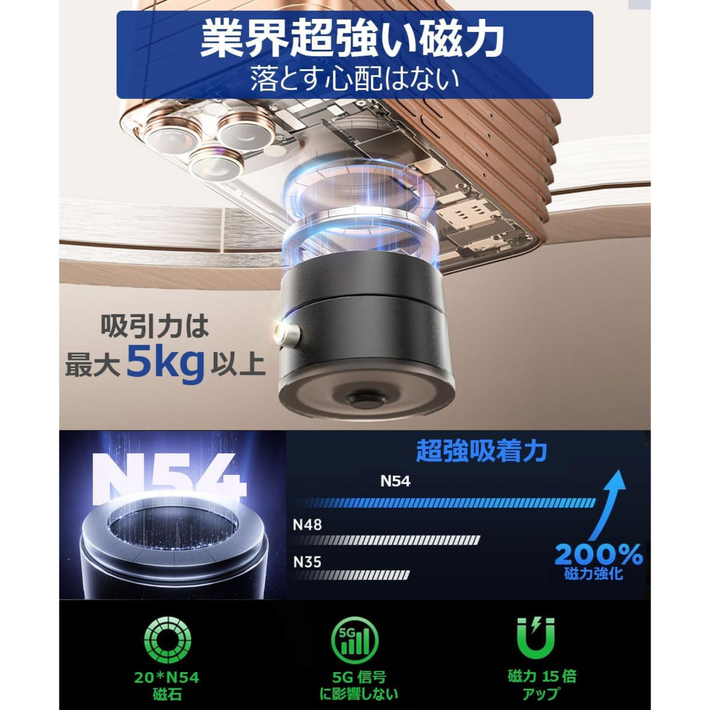【本日終了・在庫わずか】SmartGrip™｜360°回転・真空吸盤＋MagSafe対応スマホホルダー